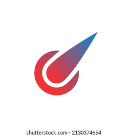 Meteor Logo Circle Round monogram. Abstract comet logo vector design. Simple, Science, technology, Data Company, laboratory, logotype.