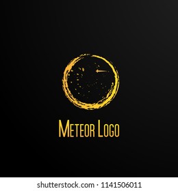 meteor logo concept for sign science, astronomy, innovation company, business. meteor is symbol hope and vision of future. Vector logo, sign, symbol or mark design illustration