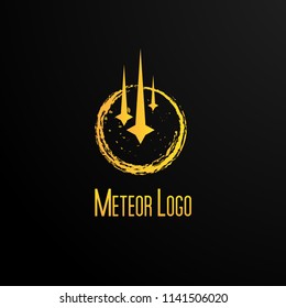meteor logo concept for sign science, astronomy, innovation company, business. meteor is symbol hope and vision of future. Vector logo, sign, symbol or mark design illustration