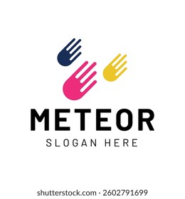 Meteor logo template design isolated on white background.