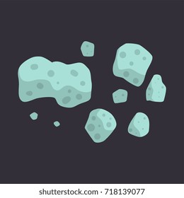 Meteor lumps in space cartoon vector Illustration