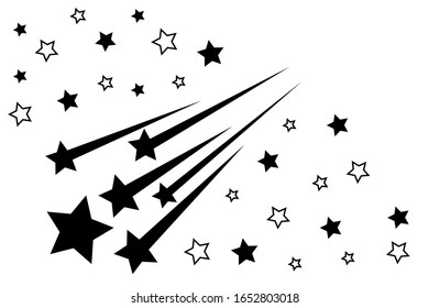 Meteor / meteorite shower or shooting stars line art icon for astronomy apps and websites