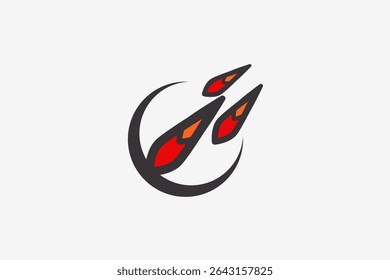 meteor move down fast in circle logo 