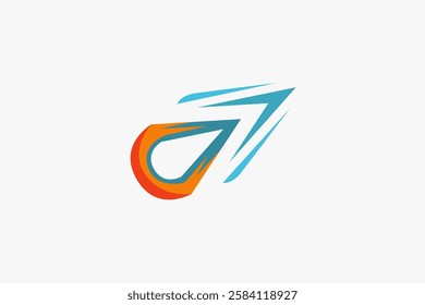 meteor move down fast with red and blue color logo 