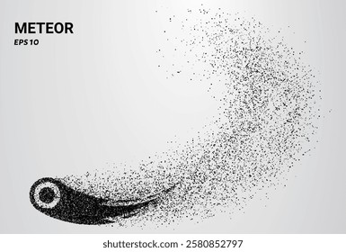 Meteor of particles. Meteor consists of small circles. Vector illustration.