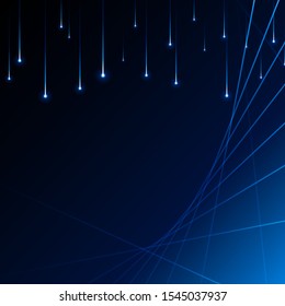 Meteor rain with falling glowing comets on transparent background, light effect, neon lights, aqua colorwith falling glowing comets on transparent background, light effect, neon lights, aqua color