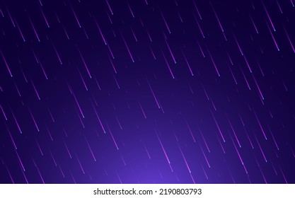 Meteor rain with falling glowing comets. Abstract light digital background. Neon Light Particles, luminous rays in motion, technology, network. falling glowing neon lights. Falling stars. Vector EPS10