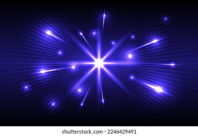 Meteor rain with falling glowing comets, Neon Light Particles, technology, network concept, falling glowing neon lights. Abstract light digital background.llustration Vector abstract sense of science 