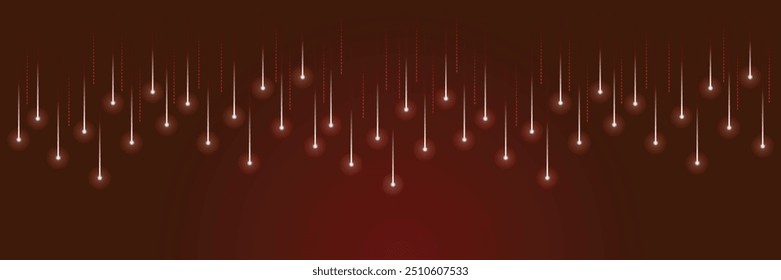 Chuva de meteoros com cometas brilhantes. Fundo digital de luz abstrata. Luz neon Partículas, raios luminosos em movimento, tecnologia, rede. luzes neon brilhantes caindo. Estrelas em queda. Vetor