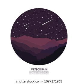 Meteor Rain. Meteorite Shower. Vector Illustration