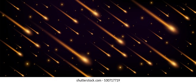 Meteor Rain from space Vector Illustration