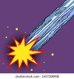 meteor, shooting star. Comic cartoon pop art retro vector drawing illustration