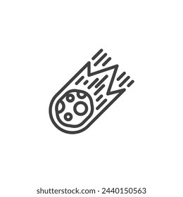Meteor or shooting star line icon. linear style sign for mobile concept and web design. Meteor or comet outline vector icon. Symbol, logo illustration. Vector graphics