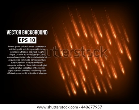 Meteor shower background. Massive bombardment. Vector, eps 10.