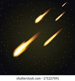 Meteor shower and dark space in background (vector illustration)