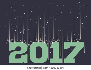 Meteor shower falling on 2017 in landscape format