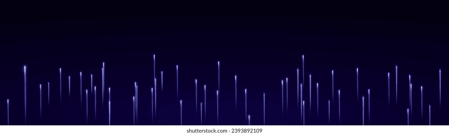 Meteor shower with glowing comets falling. Abstract digital background with neon light particles and luminous rays in motion, illustrating technology and networking. The glowing neon lights stars.