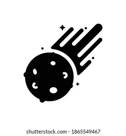 meteor shower. Glyph color style .Space science astronomy icon symbol. Vector Illustration. Black Siluet