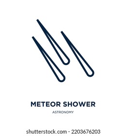 meteor shower icon from astronomy collection. Thin linear meteor shower, space, meteor outline icon isolated on white background. Line vector meteor shower sign, symbol for web and mobile