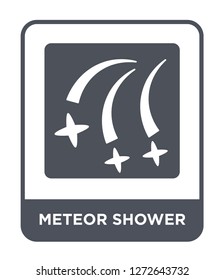 meteor shower icon vector on white background, meteor shower trendy filled icons from Astronomy collection, meteor shower simple element illustration