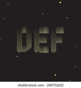 Meteor Shower at the Night Sky/ Shooting stars/ Alphabet/ Typo/ vector of alphabets in rain drizzling design