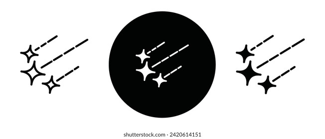 Meteor shower outline icon collection or set. Meteor shower Thin vector line art