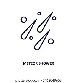 meteor shower outline icon.  Thin line icon from astronomy collection. Editable vector isolated on white background