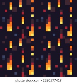 Meteor shower seamless pattern, fire ground textures, vector illustration. abstract seamless tiles pixel art style background. 8-bit. Design for web, stickers, logo and mobile app.