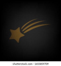 Meteor shower sign. Icon as grid of small orange light bulb in darkness. Illustration.