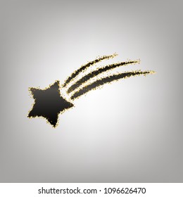 Meteor shower sign. Vector. Blackish icon with golden stars at grayish background.