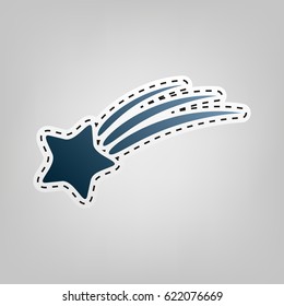 Meteor shower sign. Vector. Blue icon with outline for cutting out at gray background.