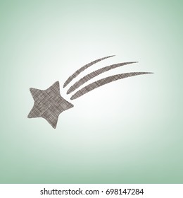 Meteor shower sign. Vector. Brown flax icon on green background with light spot at the center.