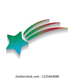 Meteor shower sign. Vector. Colorful icon with bright texture of mosaic with soft shadow on white background. Isolated.