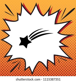Meteor shower sign. Vector. Comics style icon on pop-art background.