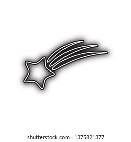 Meteor shower sign. Vector. Double contour black icon with soft shadow at white background. Isolated.