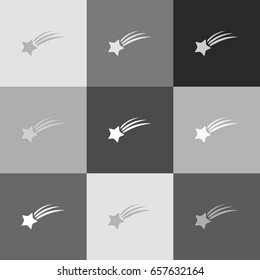 Meteor shower sign. Vector. Grayscale version of Popart-style icon.