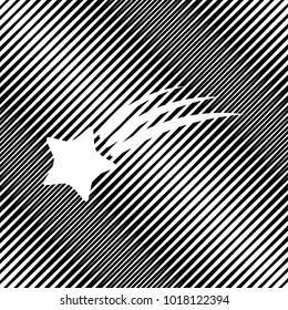 Meteor shower sign. Vector. Icon. Hole in moire background.