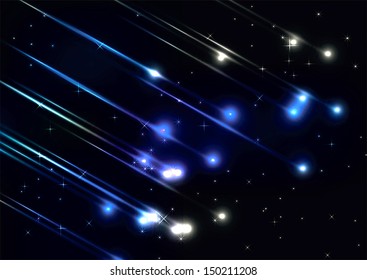 Meteor shower in space, VECTOR, EPS10