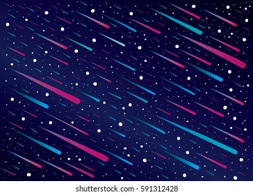 meteor shower and star with dark blue background ,vector 