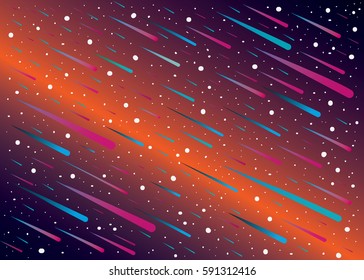meteor shower and star with orange background ,vector 