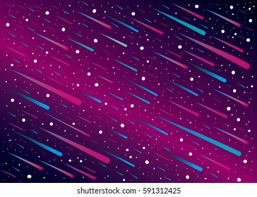 meteor shower and star with pink background ,vector 