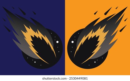 Vector de icono de silueta de meteoro. Bola de fuego espacial con cola larga - perfecto para Elementos de diseño de asteroides y meteoritos UI