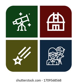 los iconos simples de meteoro se configuran. Contiene iconos como Stargazing, Observatory, Shooting star, Astronomer, puede ser utilizado para web, móvil y logotipo