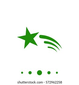 Meteor Simple vector button. Flat green icon on white background