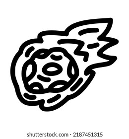 meteor stone with fire effect lineart vector illustration icon design template with doodle hand drawn style for coloring book and education