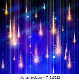 Meteor Storm, Space & Stars. Vector illustration. Eps 10