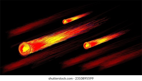 Meteor vector illustration, falling meteor