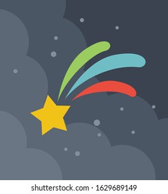 Meteor vector illustration. universe galaxy planetarium stars theme, flat design