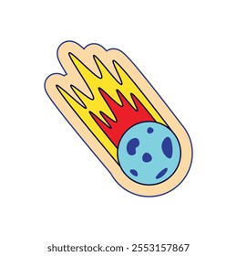 meteor vintage retro illustration character icon