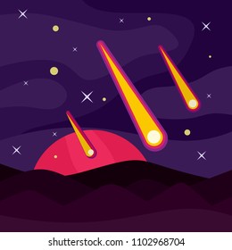Meteorite asteroid space banner concept. Flat illustration of meteorite asteroid space vector banner concept for web